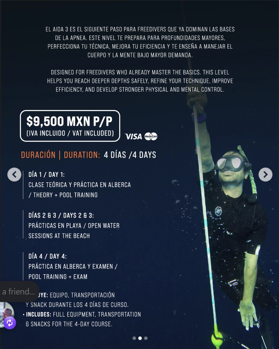 AIDA 3 — $9,500 MXN, 4 days, curriculum and includes